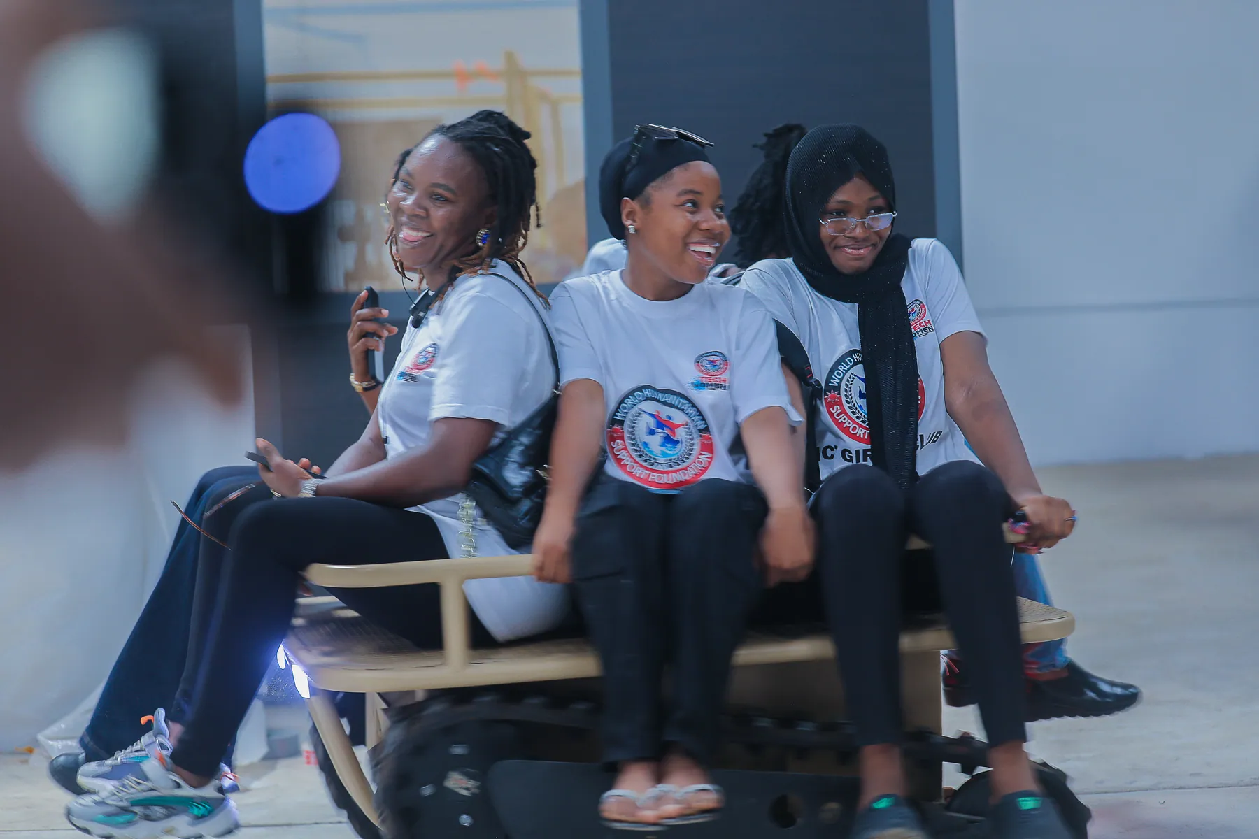 Girls in ICT Club members laughing together