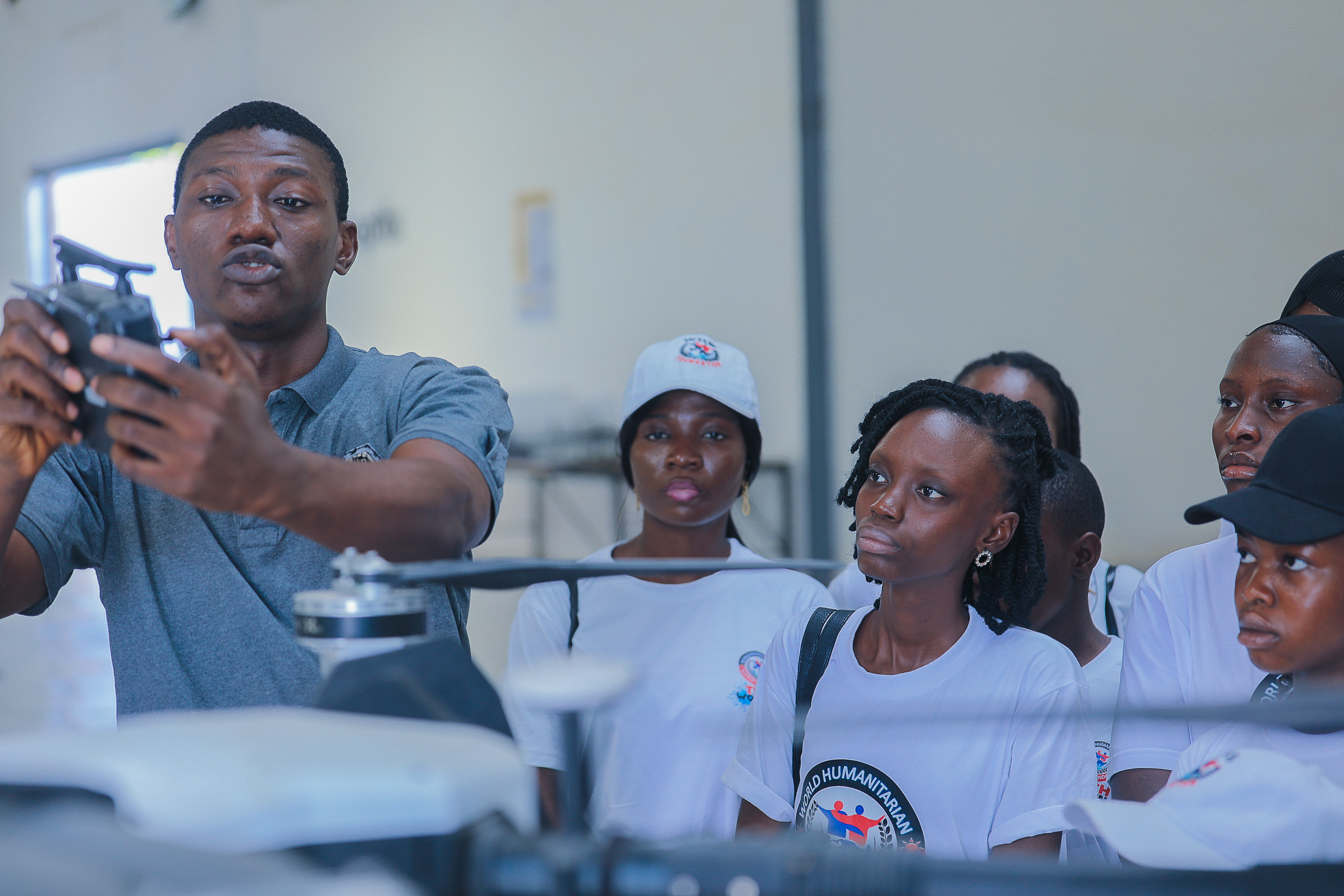 WHSF learners observing drone technology training