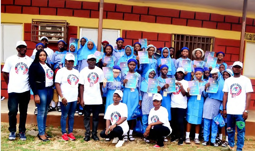 Girls in ICT Club celebrating learning achievements with WHSF mentors